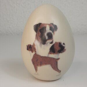 Painted Boxer Dog 3" Ceramic Egg Collectible "Eggzakly" Selah, WA USA MADE